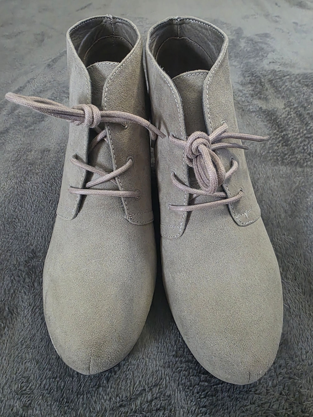 Xappeal Taupe Suede Lace-Up Ankle Boots